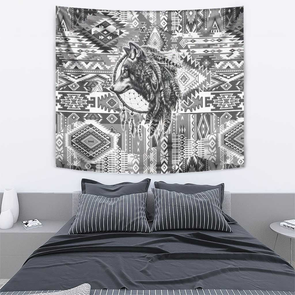 Indigenous Peoples Day Tapestry Native American Wolf with Dreamcatcher - Wonder Print Shop