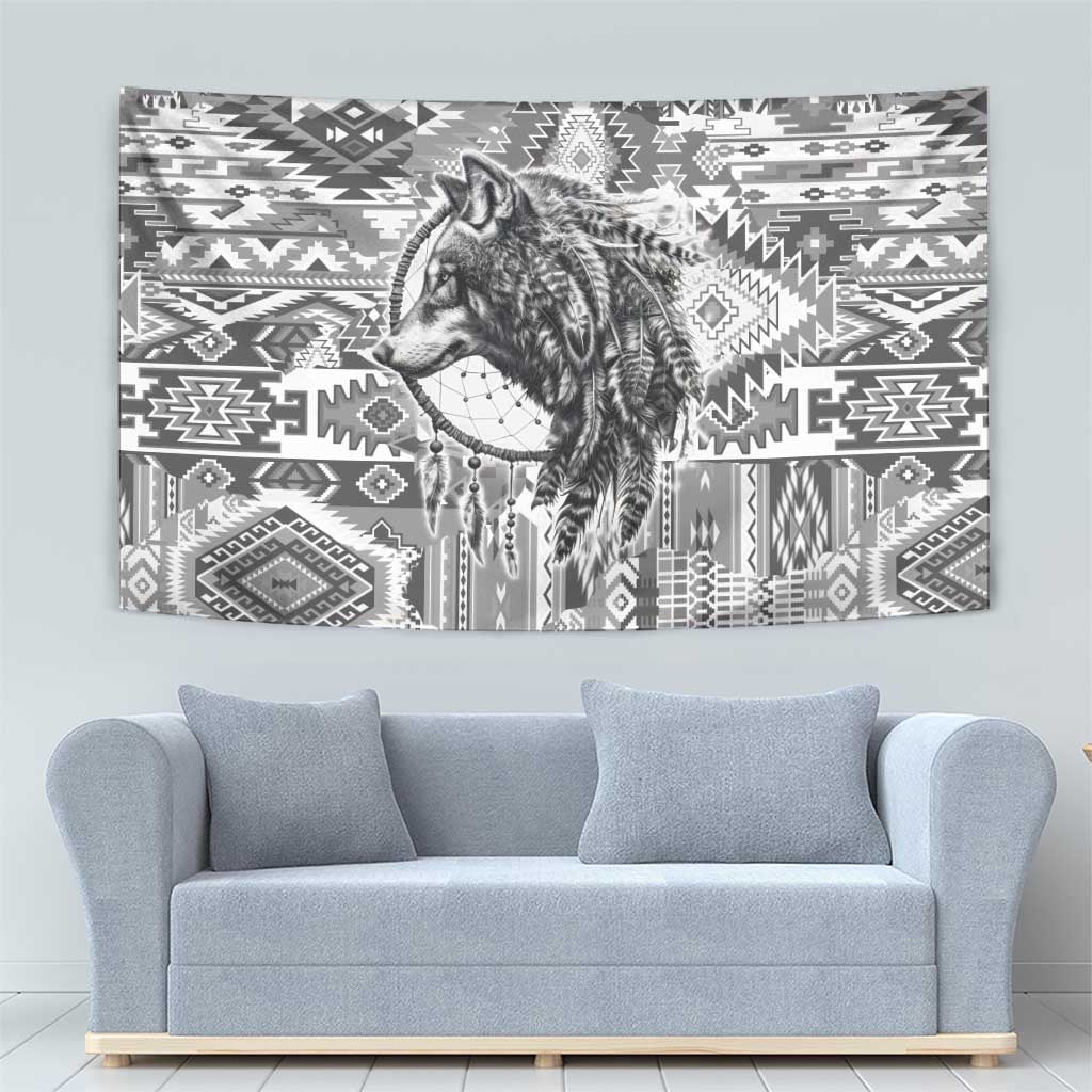 Indigenous Peoples Day Tapestry Native American Wolf with Dreamcatcher - Wonder Print Shop
