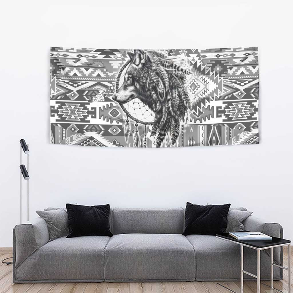 Indigenous Peoples Day Tapestry Native American Wolf with Dreamcatcher - Wonder Print Shop