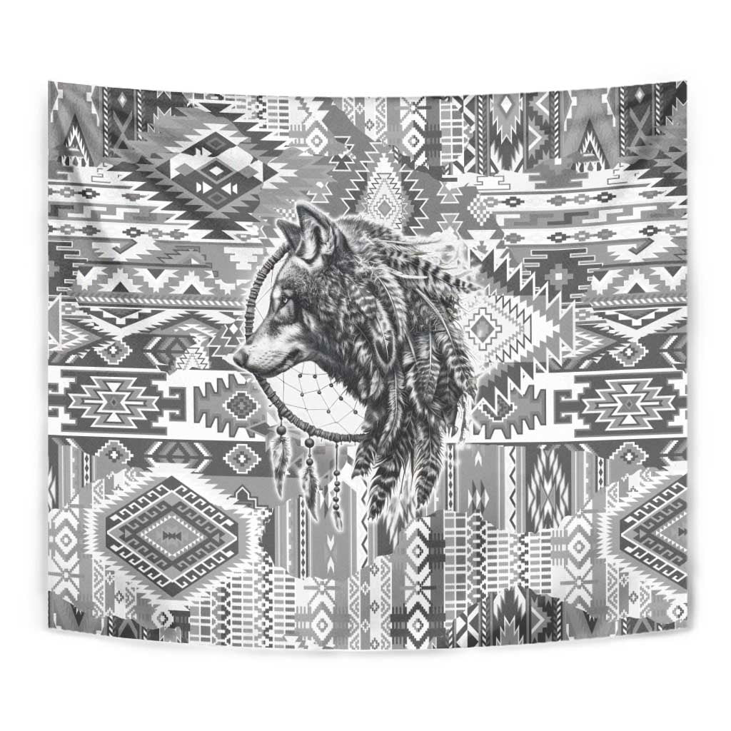Indigenous Peoples Day Tapestry Native American Wolf with Dreamcatcher - Wonder Print Shop