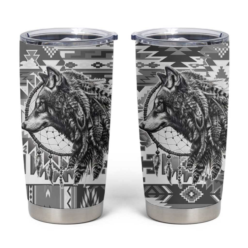 Indigenous Peoples Day Tumbler Cup Native American Wolf with Dreamcatcher - Wonder Print Shop