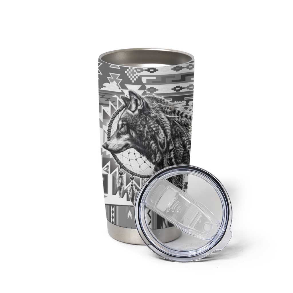 Indigenous Peoples Day Tumbler Cup Native American Wolf with Dreamcatcher - Wonder Print Shop
