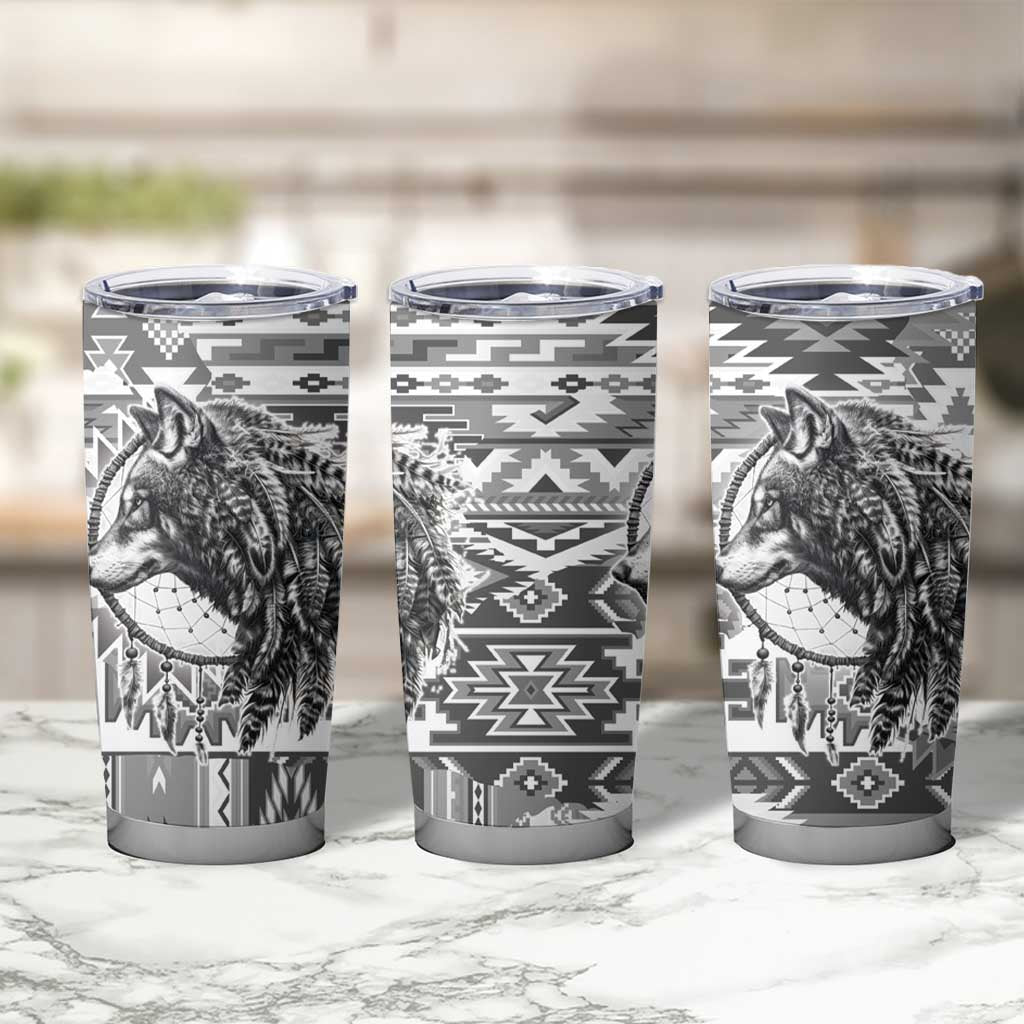 Indigenous Peoples Day Tumbler Cup Native American Wolf with Dreamcatcher - Wonder Print Shop