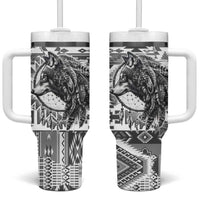 Indigenous Peoples Day Tumbler With Handle Native American Wolf with Dreamcatcher - Wonder Print Shop