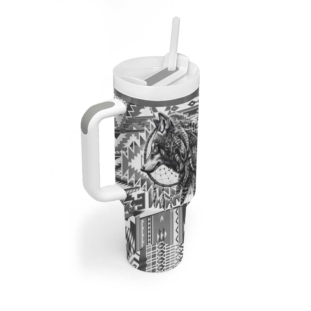 Indigenous Peoples Day Tumbler With Handle Native American Wolf with Dreamcatcher - Wonder Print Shop