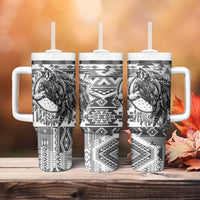 Indigenous Peoples Day Tumbler With Handle Native American Wolf with Dreamcatcher - Wonder Print Shop