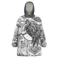 Indigenous Peoples Day Wearable Blanket Hoodie Native American Wolf with Dreamcatcher - Wonder Print Shop