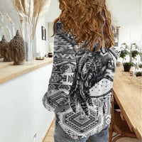 Indigenous Peoples Day Women Casual Shirt Native American Wolf with Dreamcatcher - Wonder Print Shop