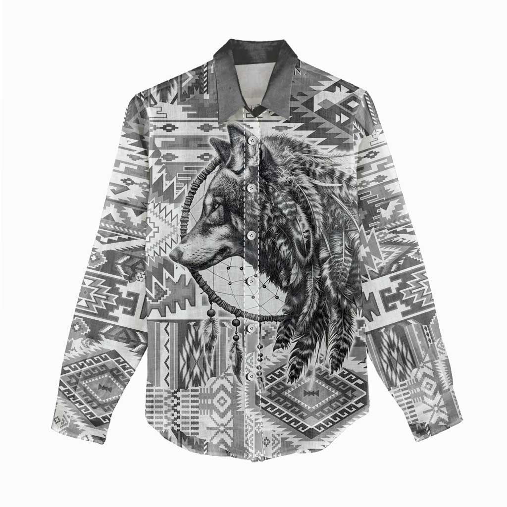 Indigenous Peoples Day Women Casual Shirt Native American Wolf with Dreamcatcher - Wonder Print Shop