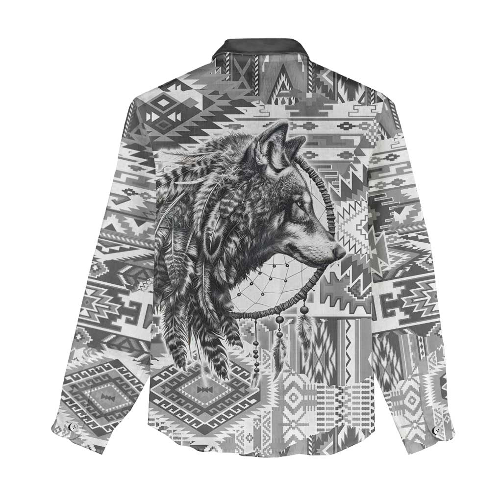 Indigenous Peoples Day Women Casual Shirt Native American Wolf with Dreamcatcher - Wonder Print Shop