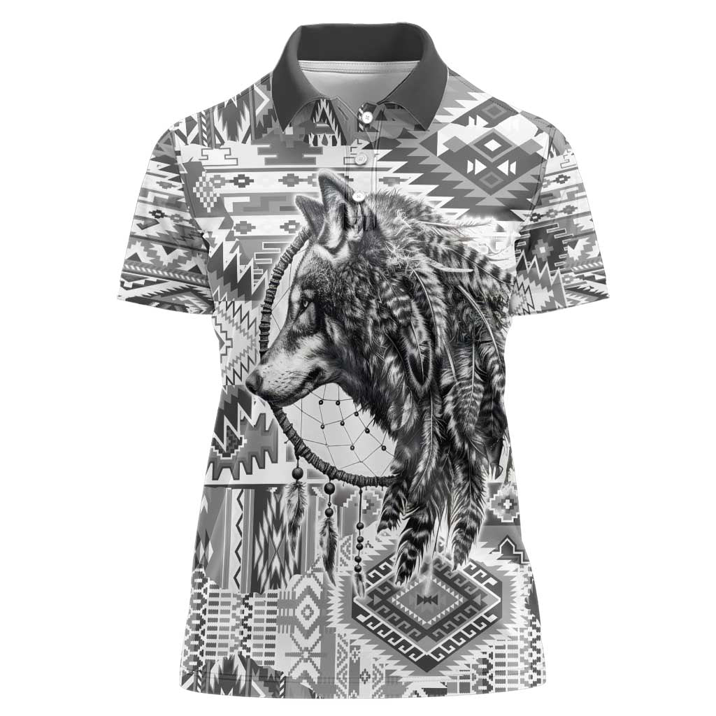 Indigenous Peoples Day Women Polo Shirt Native American Wolf with Dreamcatcher - Wonder Print Shop