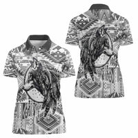 Indigenous Peoples Day Women Polo Shirt Native American Wolf with Dreamcatcher - Wonder Print Shop