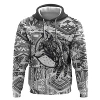 Indigenous Peoples Day Zip Hoodie Native American Wolf with Dreamcatcher - Wonder Print Shop