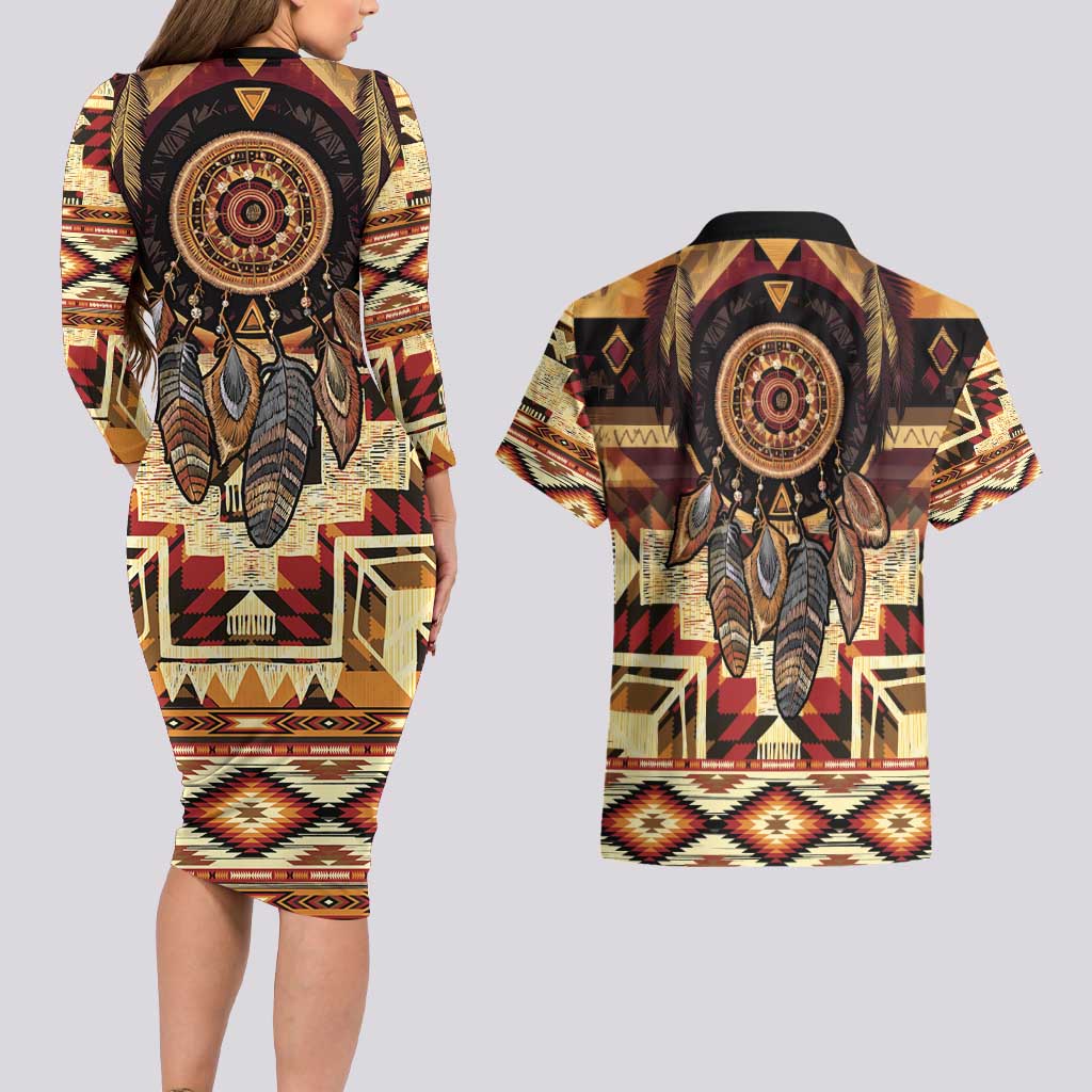 Make America Native Again Couples Matching Long Sleeve Bodycon Dress and Hawaiian Shirt Indigenous Peoples Day - Wonder Print Shop