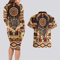Make America Native Again Couples Matching Long Sleeve Bodycon Dress and Hawaiian Shirt Indigenous Peoples Day - Wonder Print Shop