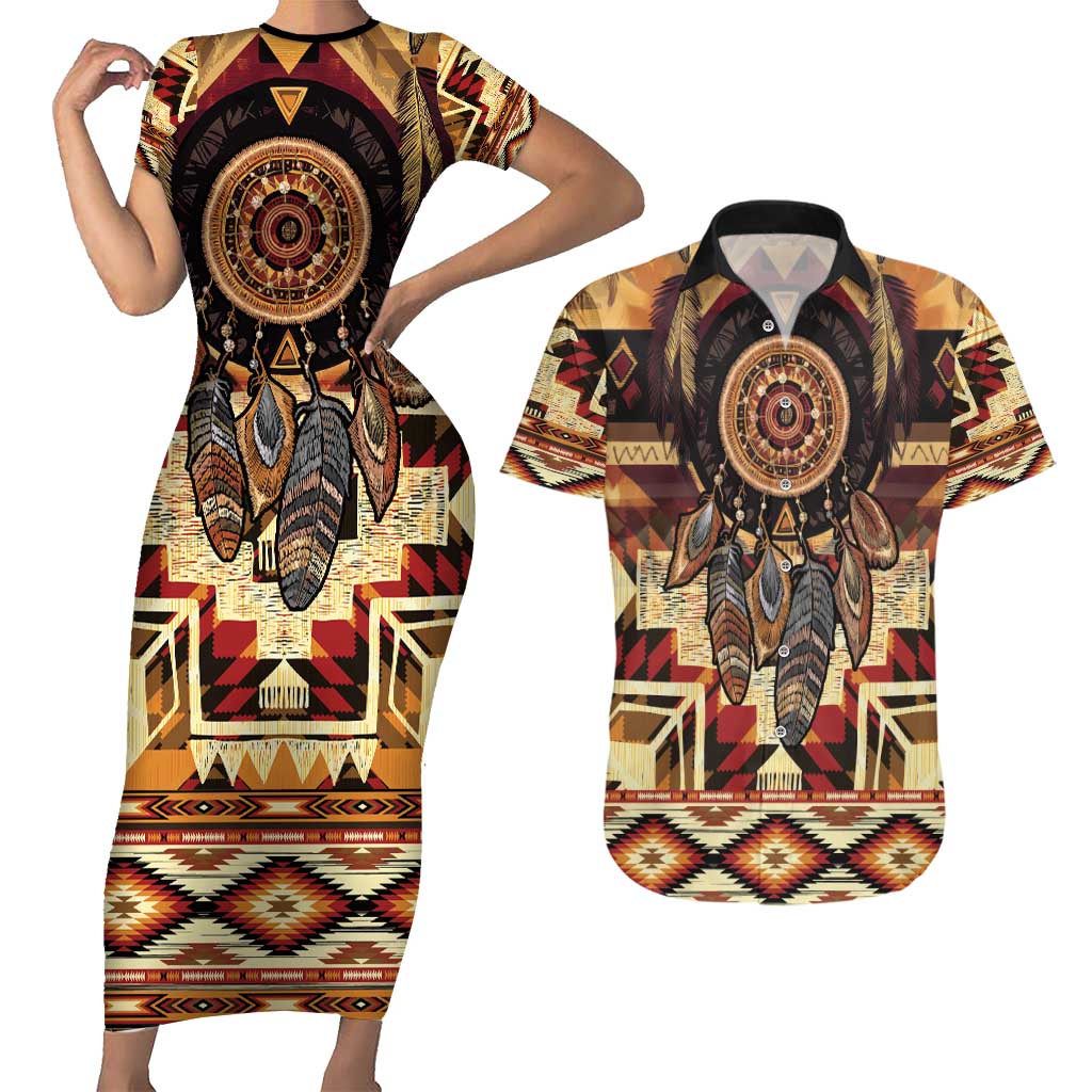 Make America Native Again Couples Matching Short Sleeve Bodycon Dress and Hawaiian Shirt Indigenous Peoples Day - Wonder Print Shop