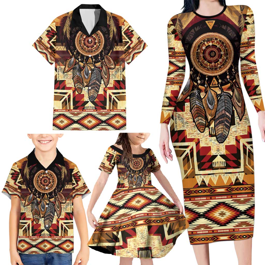 Make America Native Again Family Matching Long Sleeve Bodycon Dress and Hawaiian Shirt Indigenous Peoples Day - Wonder Print Shop