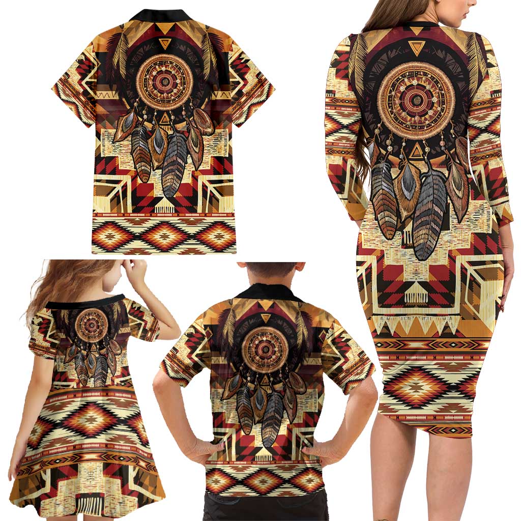 Make America Native Again Family Matching Long Sleeve Bodycon Dress and Hawaiian Shirt Indigenous Peoples Day - Wonder Print Shop