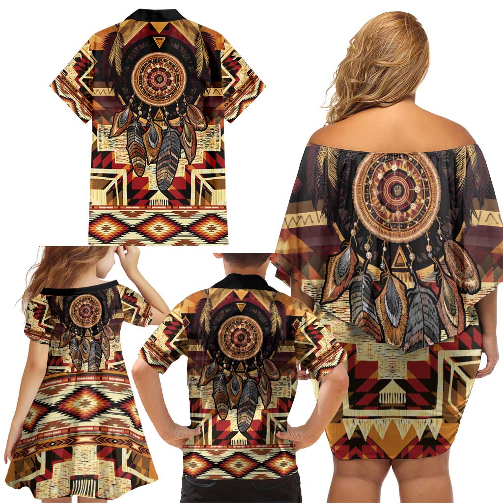 Make America Native Again Family Matching Off Shoulder Short Dress and Hawaiian Shirt Indigenous Peoples Day - Wonder Print Shop