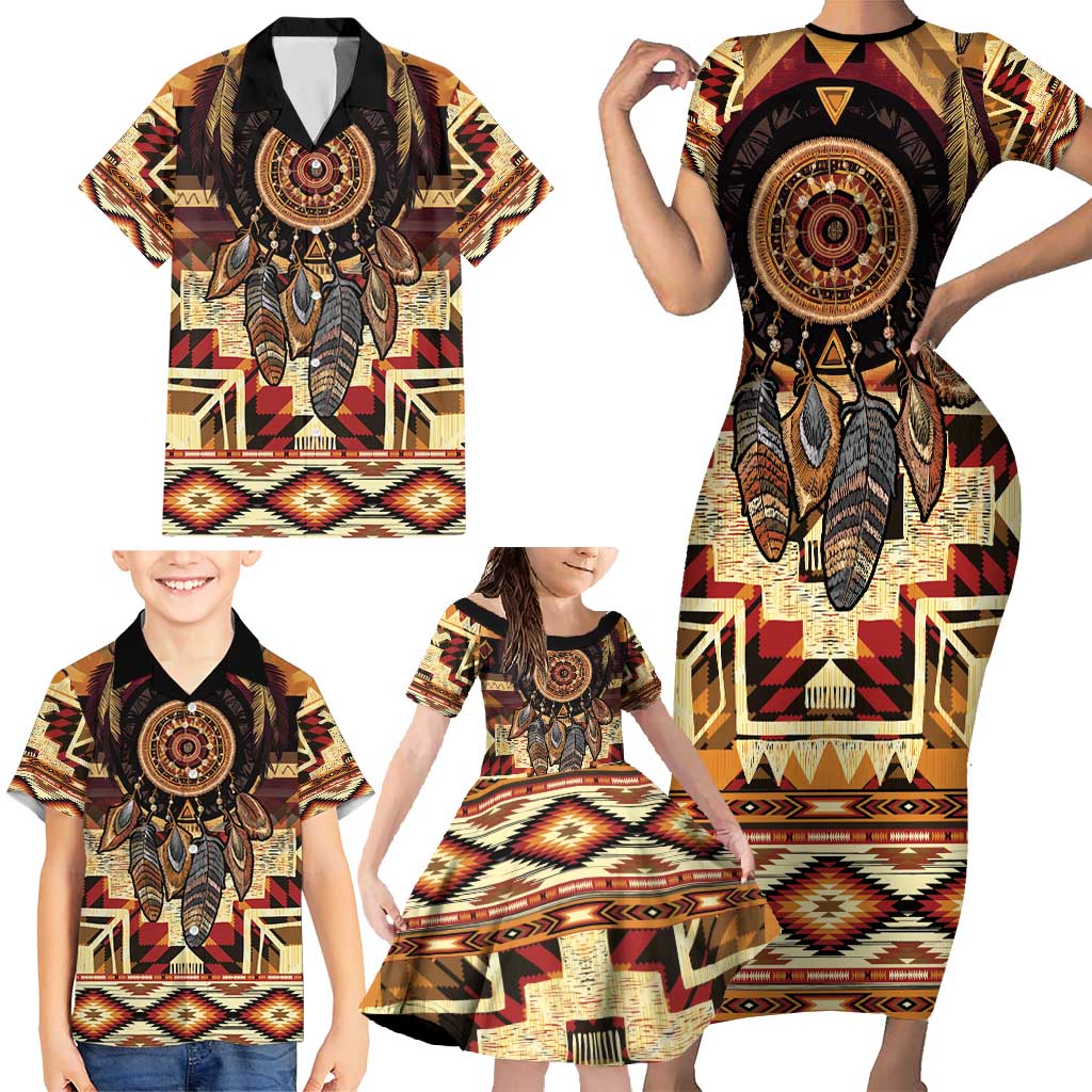 Make America Native Again Family Matching Short Sleeve Bodycon Dress and Hawaiian Shirt Indigenous Peoples Day - Wonder Print Shop