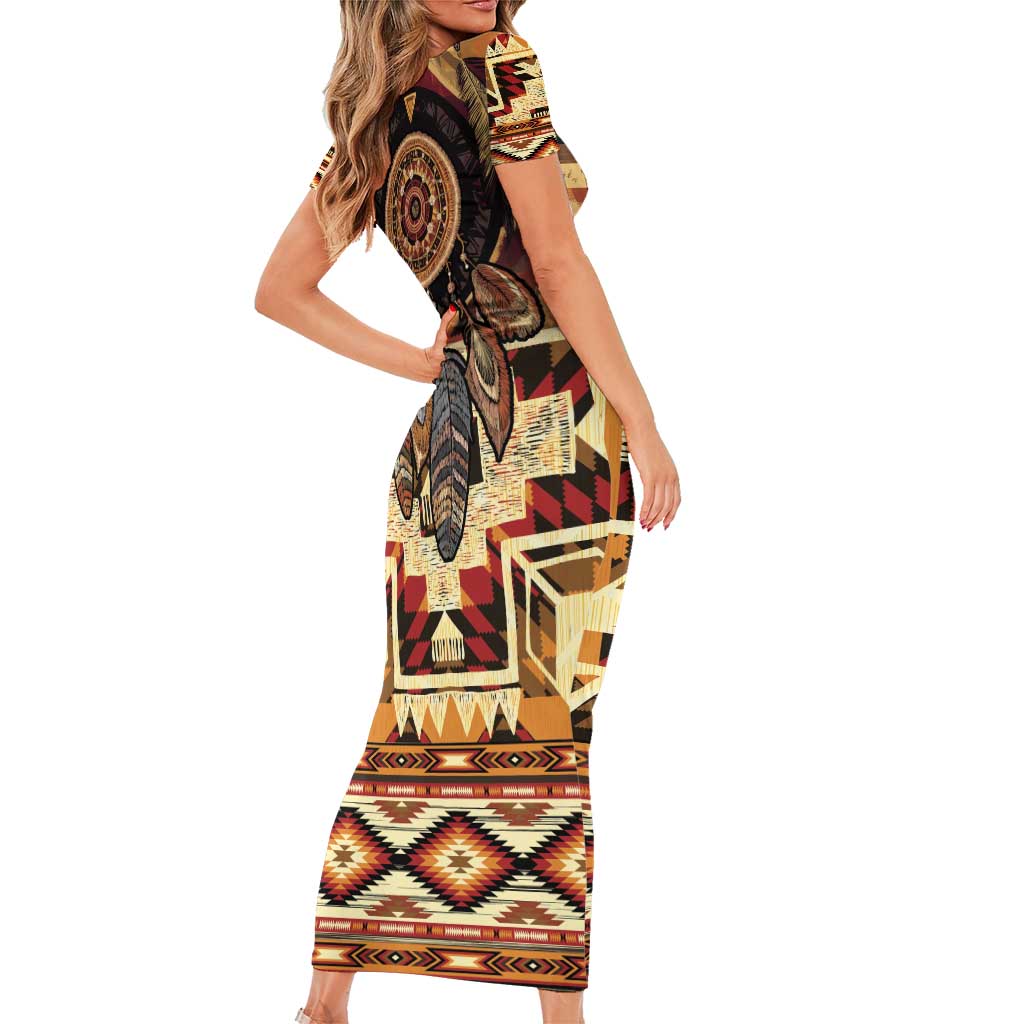 Make America Native Again Family Matching Short Sleeve Bodycon Dress and Hawaiian Shirt Indigenous Peoples Day - Wonder Print Shop