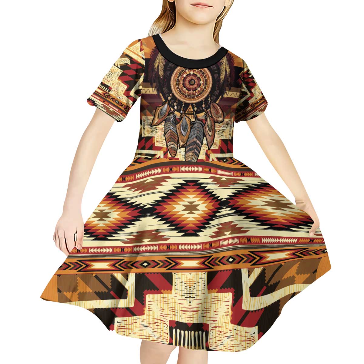 Make America Native Again Kid Short Sleeve Dress Indigenous Peoples Day - Wonder Print Shop