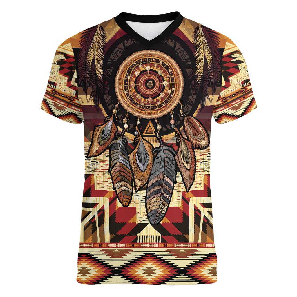 Make America Native Again Women V-Neck T-Shirt Indigenous Peoples Day - Wonder Print Shop