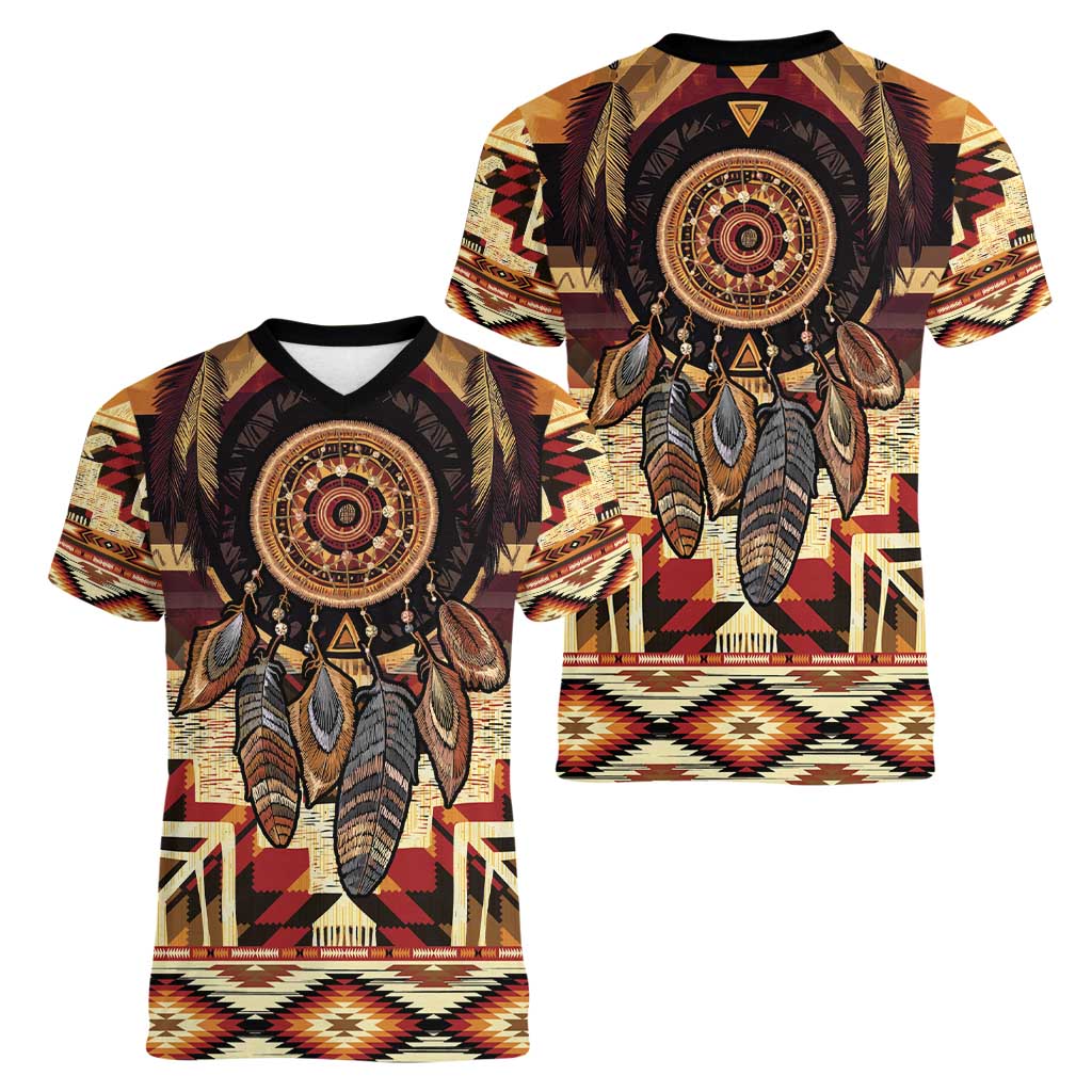 Make America Native Again Women V-Neck T-Shirt Indigenous Peoples Day - Wonder Print Shop