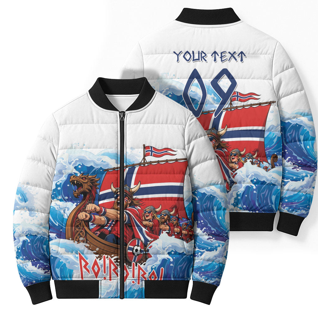 Custom Norway Viking Row - Alt for Norge Bomber Puffer Jacket Norge Football Supporter Wave Edition