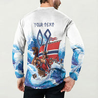 Custom Norway Viking Row - Alt for Norge Button Sweatshirt Norge Football Supporter Wave Edition