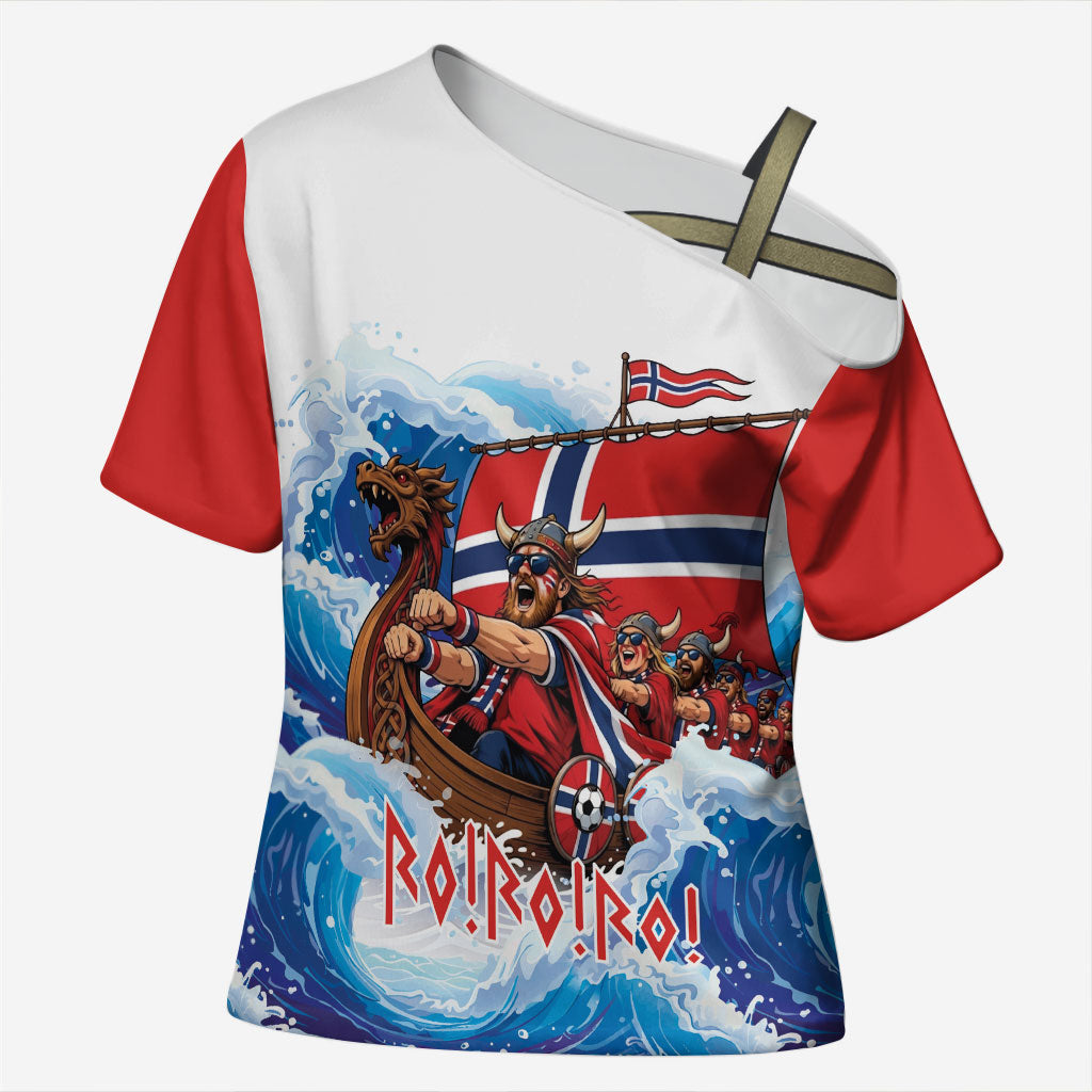 Custom Norway Viking Row - Alt for Norge Cross Shoulder Shirt Norge Football Supporter Wave Edition