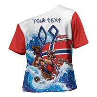 Custom Norway Viking Row - Alt for Norge Cross Shoulder Shirt Norge Football Supporter Wave Edition