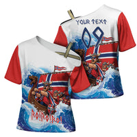 Custom Norway Viking Row - Alt for Norge Cross Shoulder Shirt Norge Football Supporter Wave Edition
