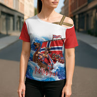 Custom Norway Viking Row - Alt for Norge Cross Shoulder Shirt Norge Football Supporter Wave Edition