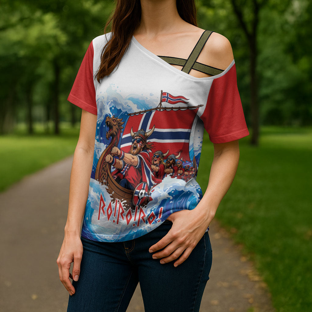 Custom Norway Viking Row - Alt for Norge Cross Shoulder Shirt Norge Football Supporter Wave Edition