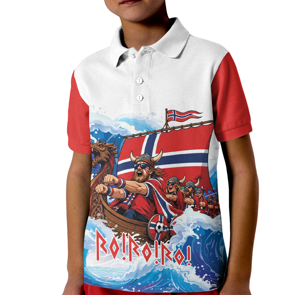 Custom Norway Viking Row - Alt for Norge Kid Polo Shirt Norge Football Supporter Wave Edition