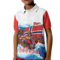 Custom Norway Viking Row - Alt for Norge Kid Polo Shirt Norge Football Supporter Wave Edition