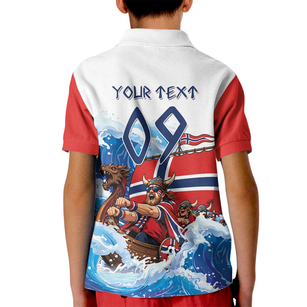 Custom Norway Viking Row - Alt for Norge Kid Polo Shirt Norge Football Supporter Wave Edition