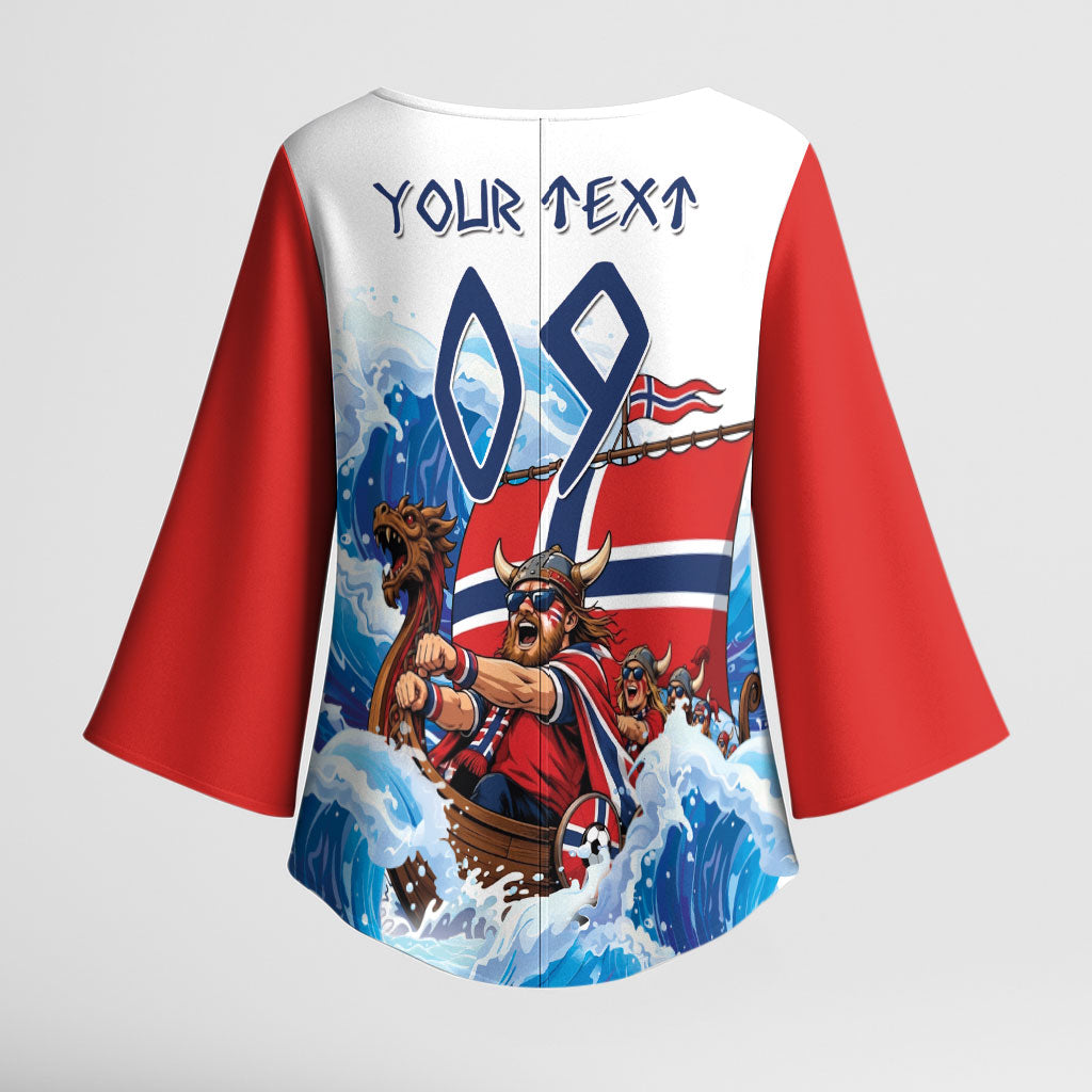 Custom Norway Viking Row - Alt for Norge Kimono Sleeve Blouse Norge Football Supporter Wave Edition