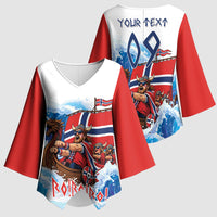 Custom Norway Viking Row - Alt for Norge Kimono Sleeve Blouse Norge Football Supporter Wave Edition