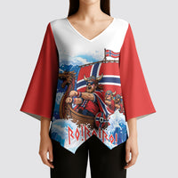 Custom Norway Viking Row - Alt for Norge Kimono Sleeve Blouse Norge Football Supporter Wave Edition