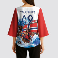 Custom Norway Viking Row - Alt for Norge Kimono Sleeve Blouse Norge Football Supporter Wave Edition