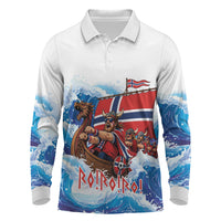 Custom Norway Viking Row - Alt for Norge Long Sleeve Polo Shirt Norge Football Supporter Wave Edition