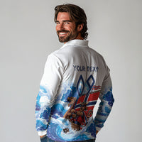 Custom Norway Viking Row - Alt for Norge Long Sleeve Polo Shirt Norge Football Supporter Wave Edition