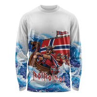 Custom Norway Viking Row - Alt for Norge Long Sleeve Shirt Norge Football Supporter Wave Edition