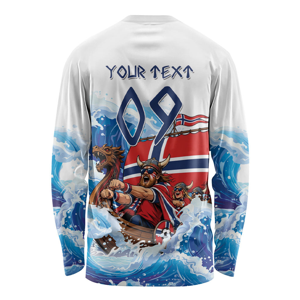 Custom Norway Viking Row - Alt for Norge Long Sleeve Shirt Norge Football Supporter Wave Edition