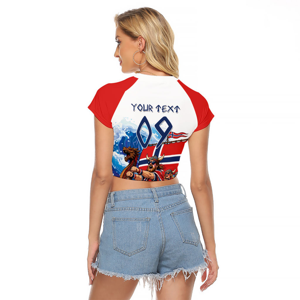 Custom Norway Viking Row - Alt for Norge Raglan Cropped T Shirt Norge Football Supporter Wave Edition