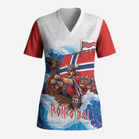 Custom Norway Viking Row - Alt for Norge Scrub Top Norge Football Supporter Wave Edition