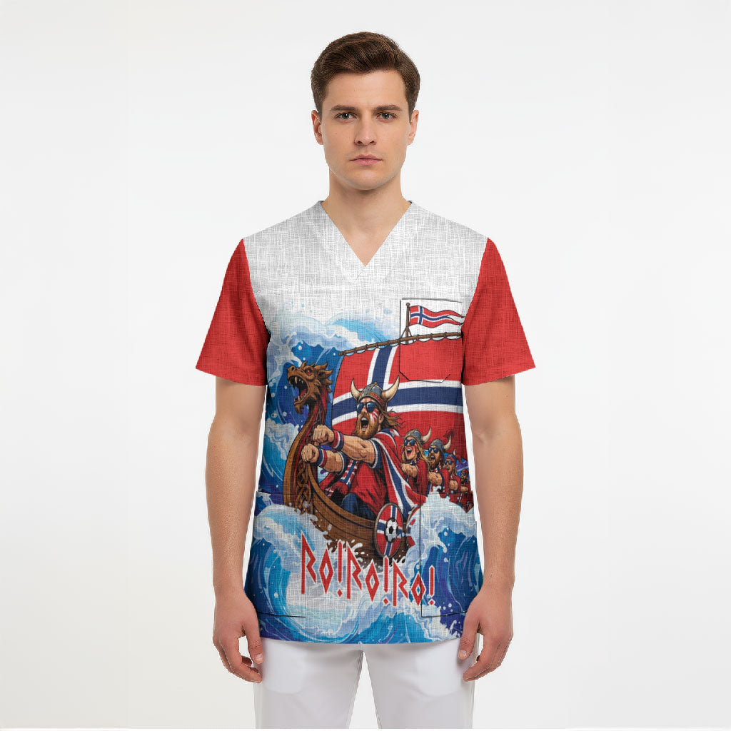 Custom Norway Viking Row - Alt for Norge Scrub Top Norge Football Supporter Wave Edition