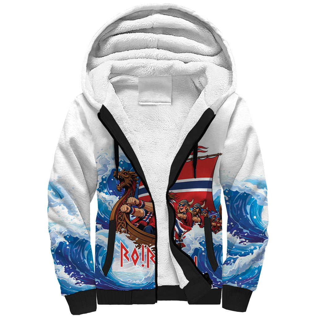 Custom Norway Viking Row - Alt for Norge Sherpa Hoodie Norge Football Supporter Wave Edition